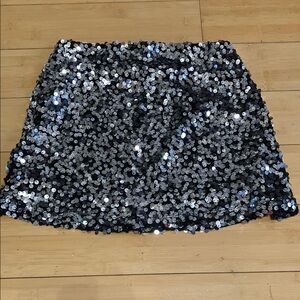 Sequin Mini Skirt - Black and Silver